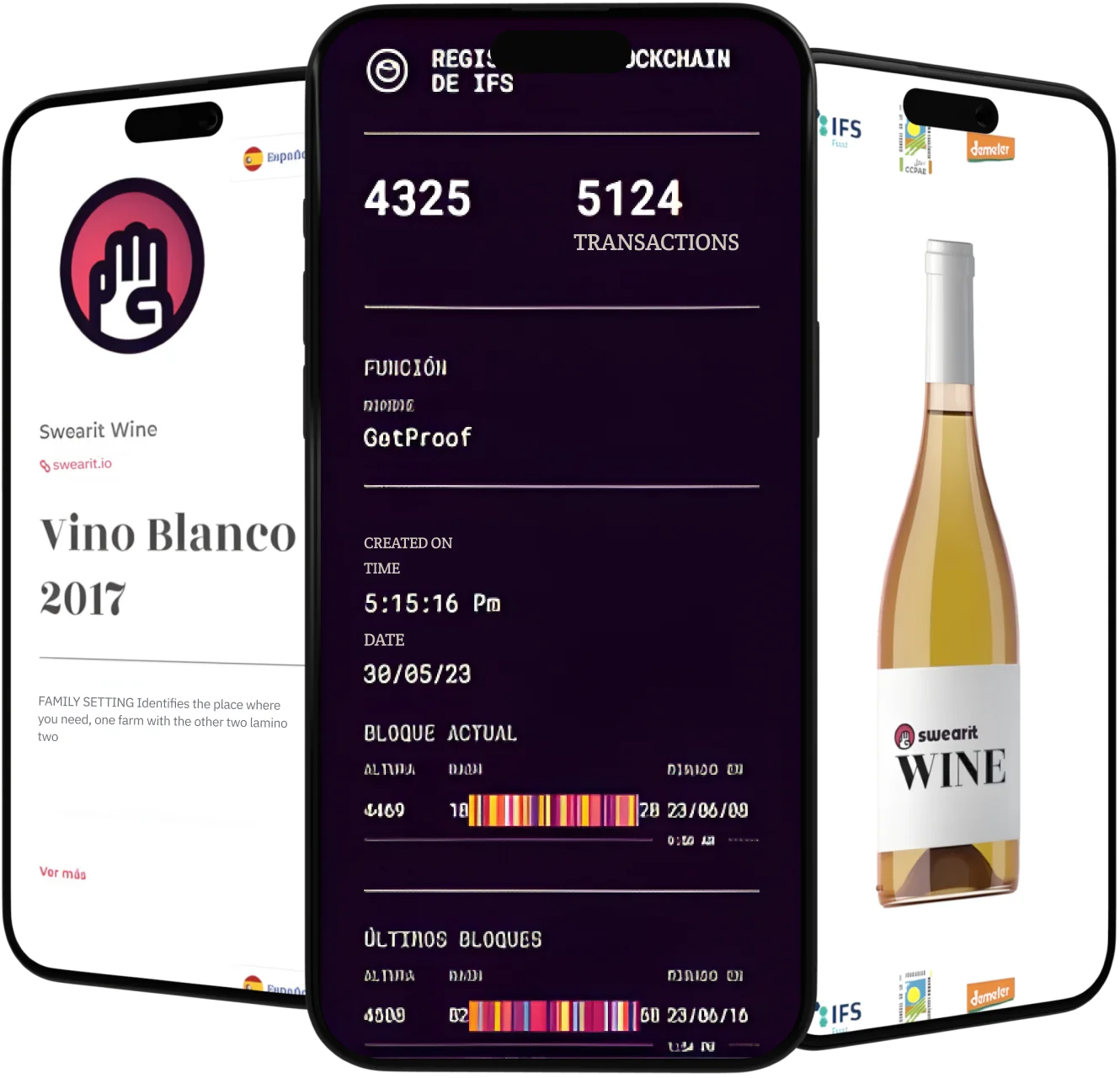 Screenshot of SwearIt's digital wine label